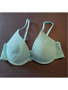 Vintage Vassarette Padded Push Up Bra 34B Light Blue Underwire 75358